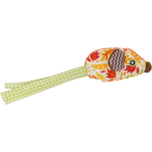 Играчка за котка Flamingo Jade Mouse Orange 18 см - мишка с котешка трева, шумящ ефект и ленти